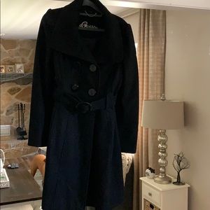 Wool belted guess jacket M black